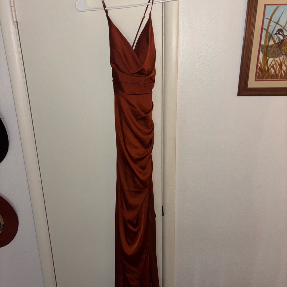 Prom/ Bridesmaid Cinderella Strapless Rust Dress